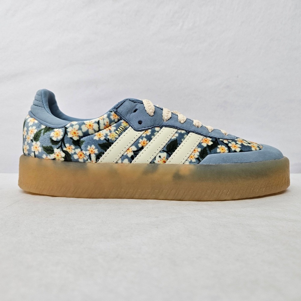Adidas Sambae x Liberty London Sneakers JQ6046 Blue Floral Women's Size 7 - Picture 11 of 11
